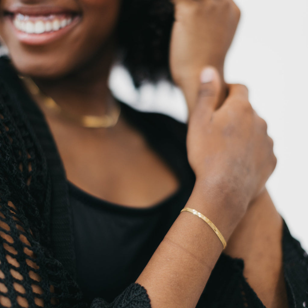 The Venice Herringbone Gold Bracelet