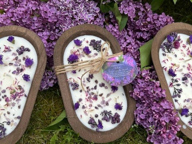 Lilac & Amethyst Floral 8.5” Dough Candle Bowl