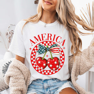 America Cherries White Unisex Cotton T-Shirt