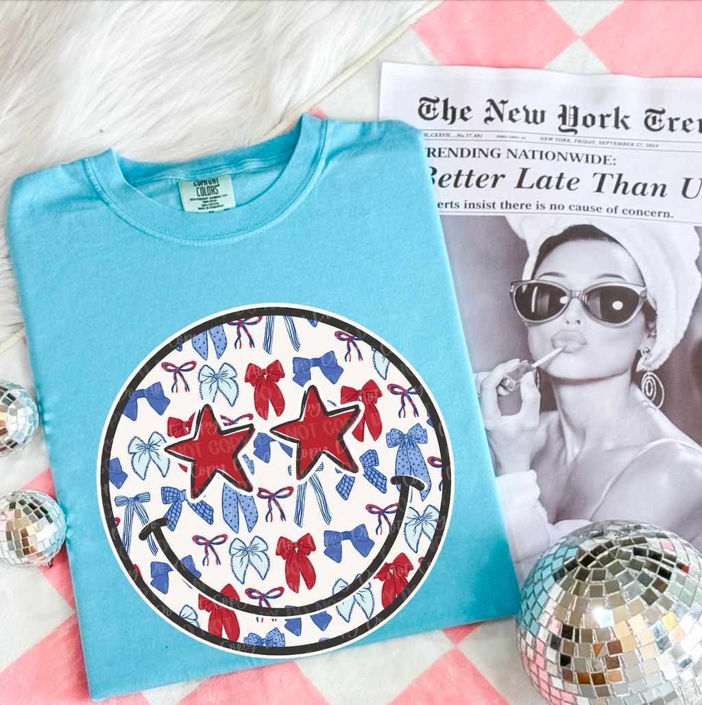 USA Bow Happy Blue Unisex Cotton T-Shirt