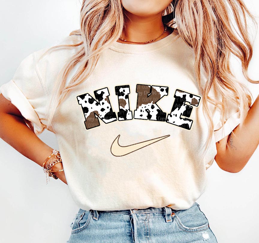 Cow Swoosh Tan Unisex Cotton T-Shirt
