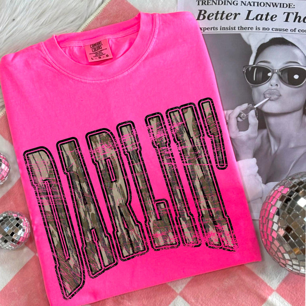 Darlin’ Neon Pink Unisex Cotton T-Shirt