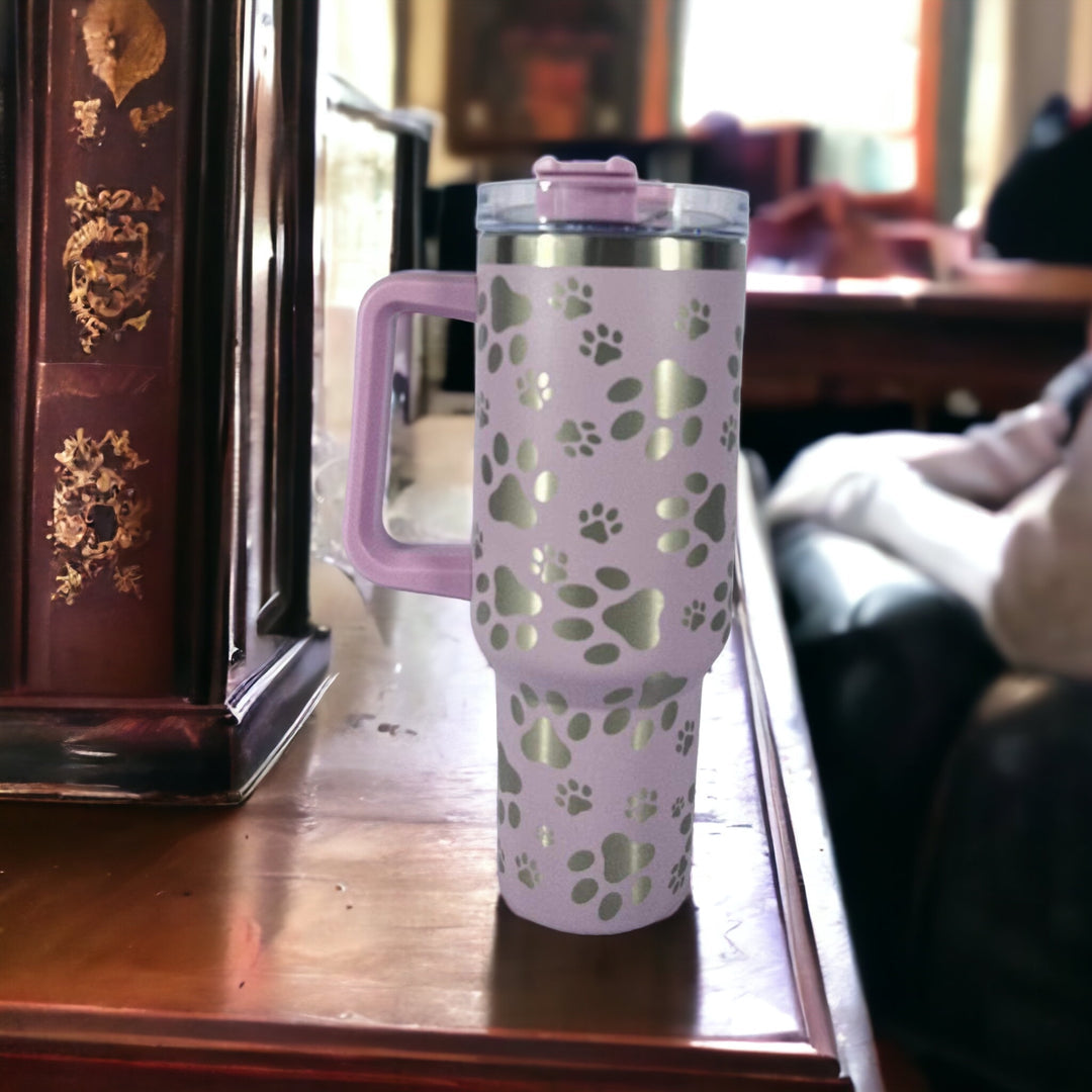 Lilac Paw Print 40OZ Stainless Double Insulated Tumbler