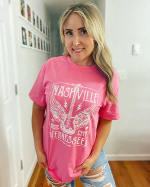 Nashville Pink Oversized Graphic T Shirt