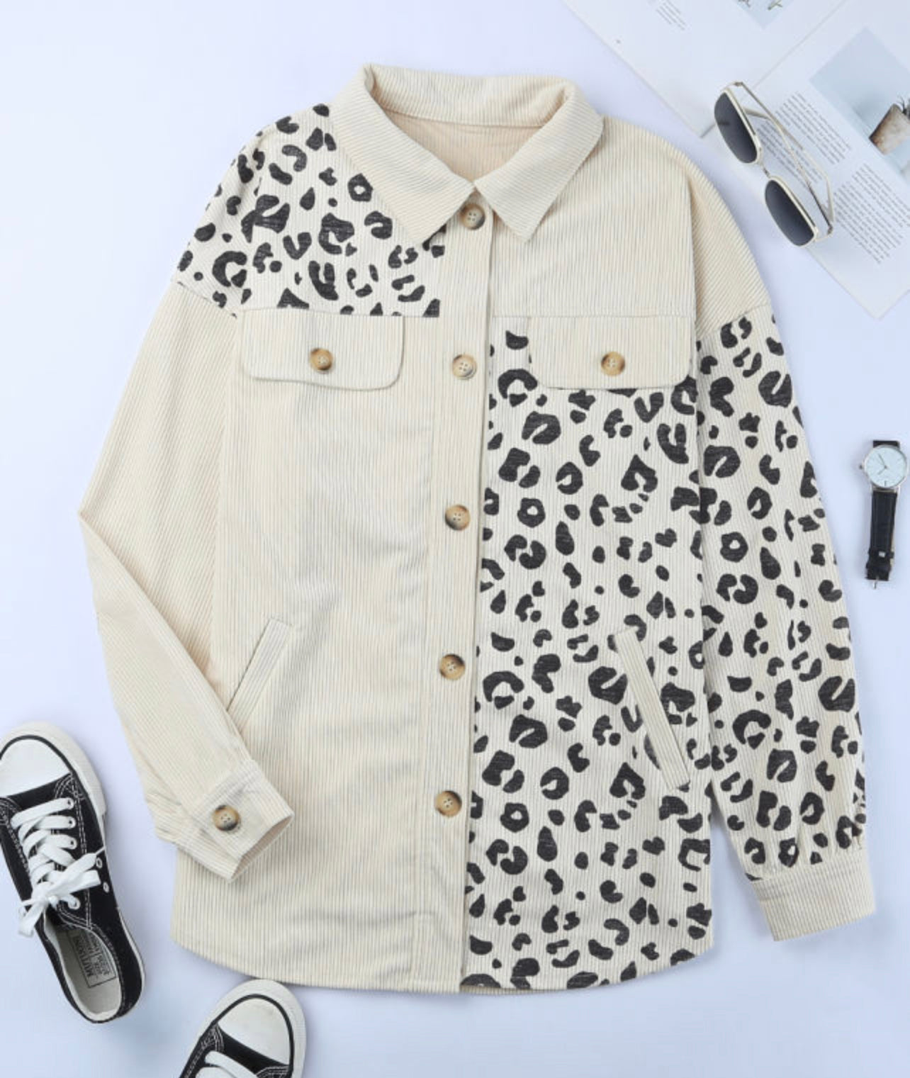 PREORDER Born To Be Sassy Wild Leopard Corduroy Shacket