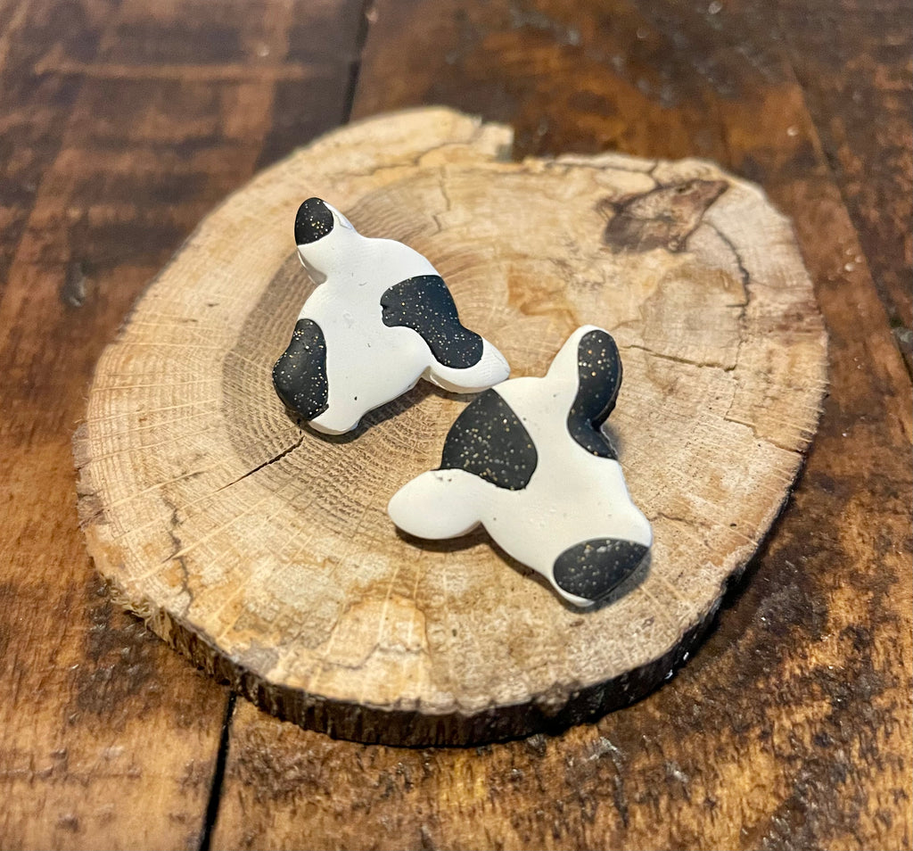Infinity Glitter Cow Handmade Earring Studs