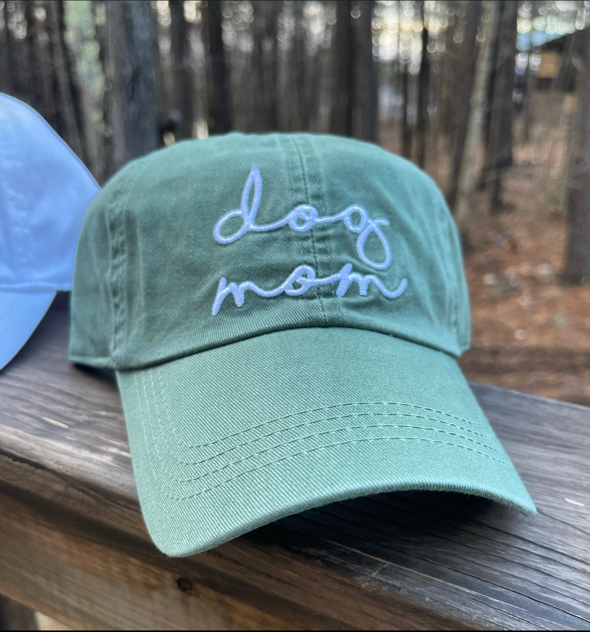 Dog Mom Embroidered Sage Green Hat