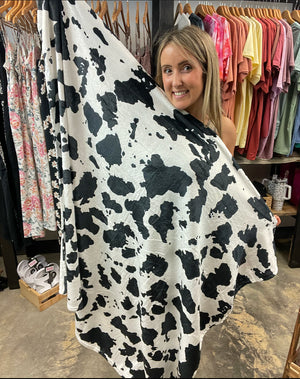 Cow Print Lightweight Fleece Blanket