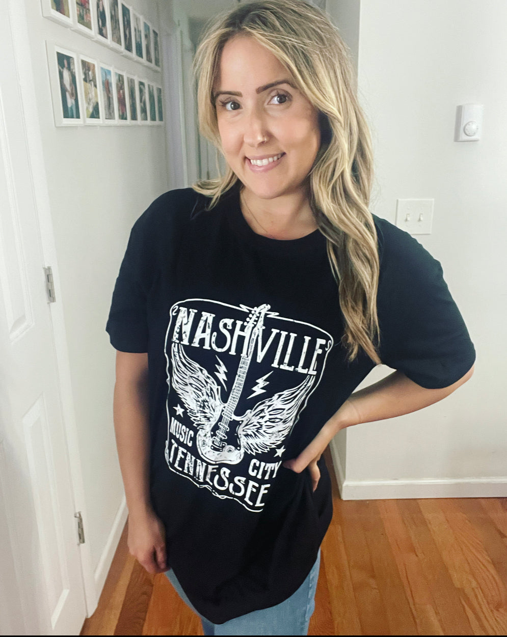 Nashville Black Oversized Graphic T Shirt