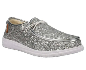 Kayak Silver Glitter Corky’s Slip On Slides