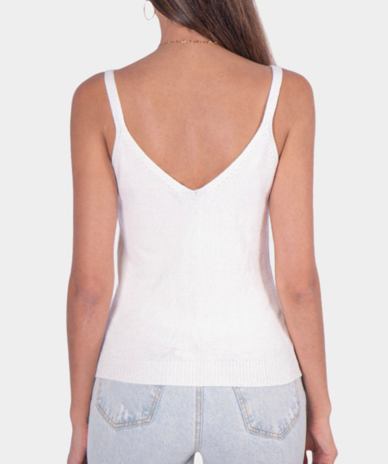 White Cable Knit Textured Tank Top