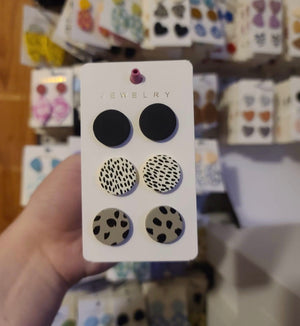 Black Speckled Polymer Clay Stud Pack