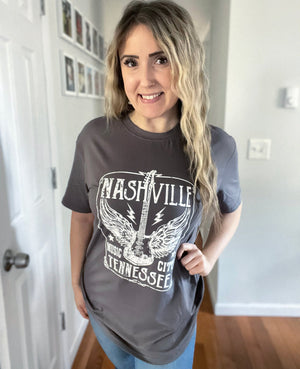 Nashville Gray Oversized Graphic T Shirt