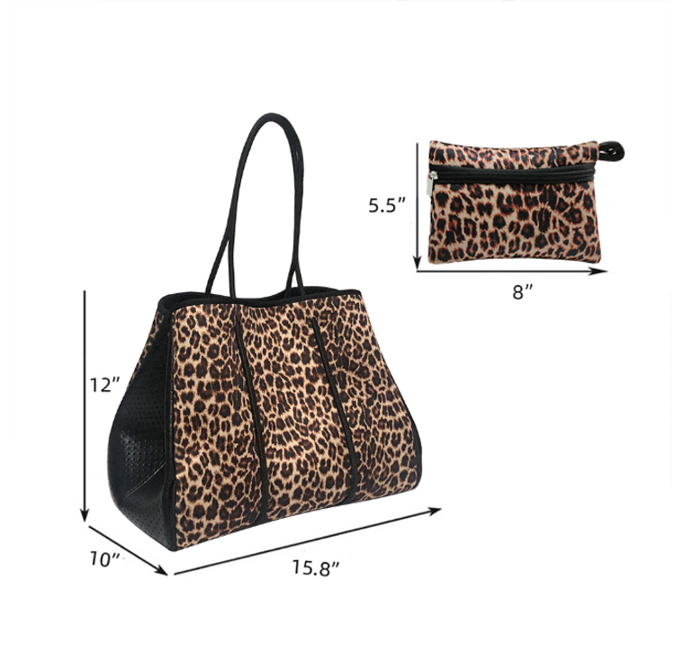 Silver Snakeskin Large Neoprene Tote Bag Set