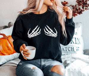 Skeleton Hands Black Full Size UNISEX Fleece