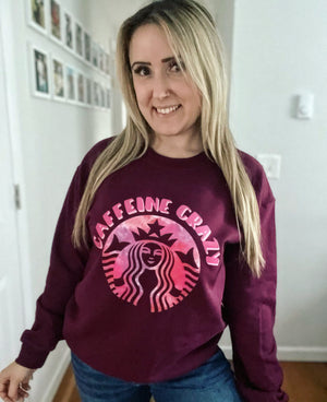 Caffeine Crazy Maroon Full Size UNISEX Fleece Sweatshirt