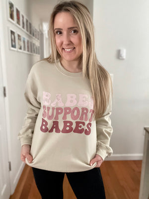 Babes Support Babes Sand Full Size UNISEX Fleece Sweatshirt