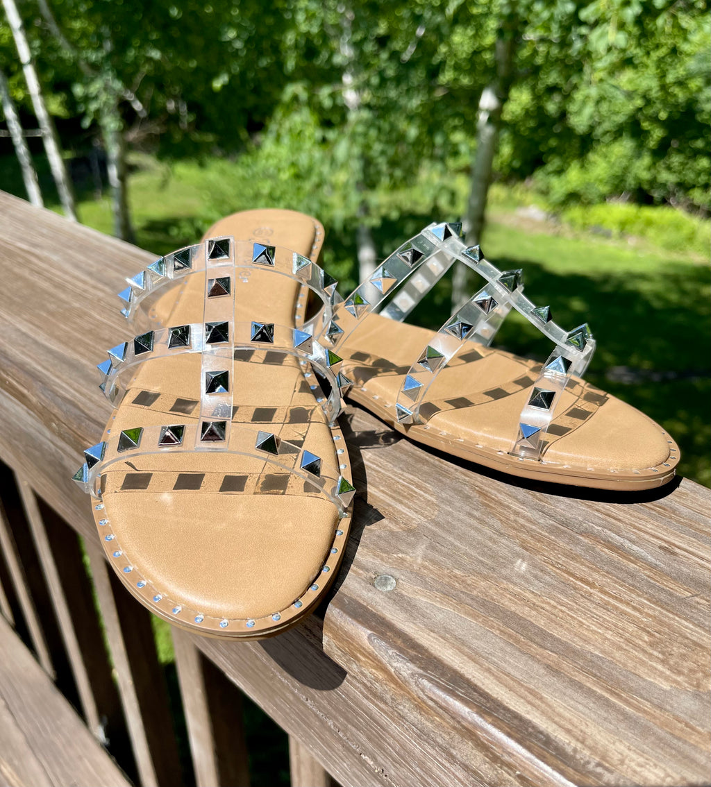 Clear Stud On The Way Sandals