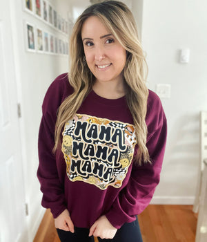 Mama Maroon Full Size UNISEX Fleece Sweatshirt
