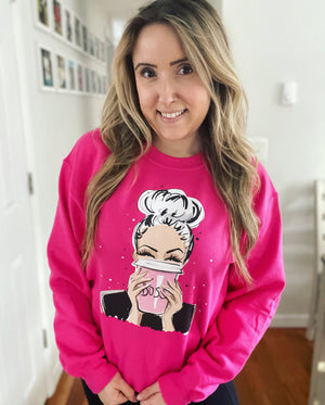 Boss Babe Pink Full Size UNISEX Fleece Sweatshirt