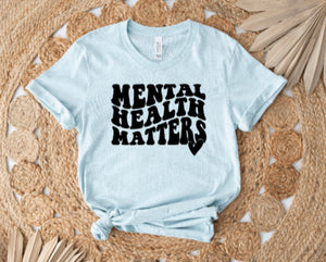 Mental Health Matters Heather Ice Blue Unisex Cotton T-Shirt