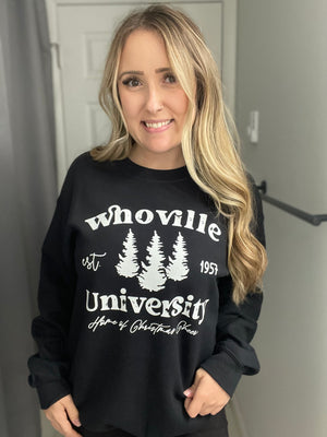 Holiday University Black Full Size UNISEX Fleece Sweatshirt