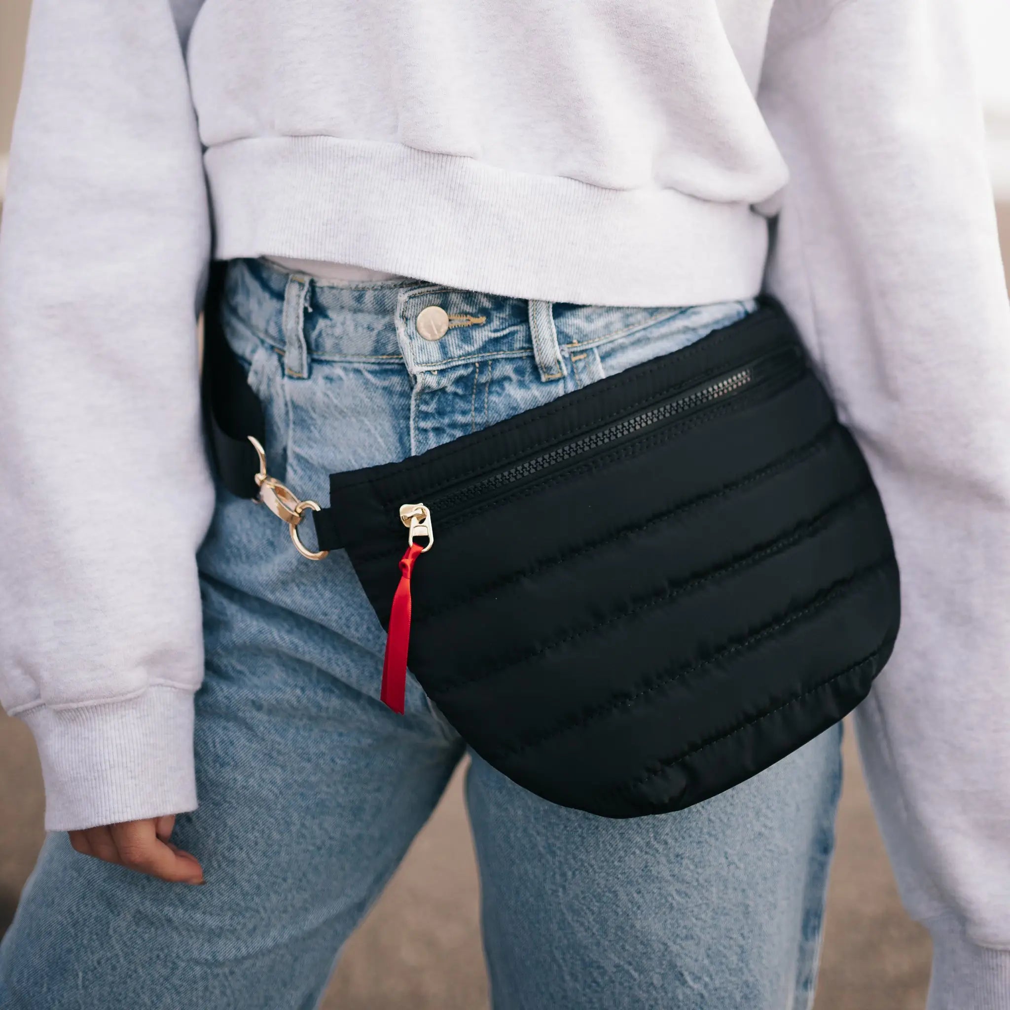 The Black Jolie Puffer Belt Bag