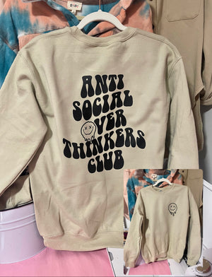 Anti Social Over Thinkers Club Full Size UNISEX Fleece Sweatshirt