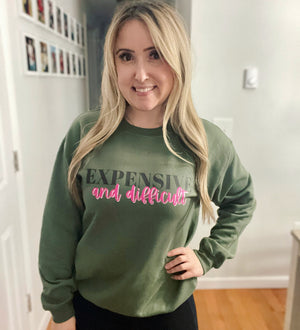 Expensive & Difficult Green Full Size UNISEX Fleece Sweatshirt