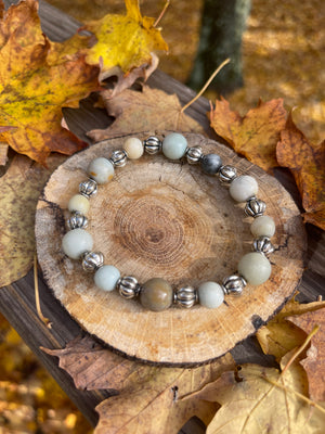 Adventurine Gemstone Elastic Beaded Bracelet