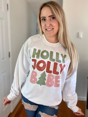 HOLLY JOLLY BABE Full Size UNISEX Fleece Sweatshirt