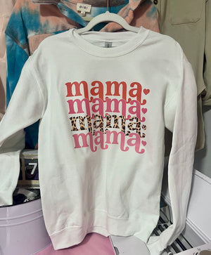 Mama Pink Hearts White Full Size UNISEX Fleece Sweatshirt