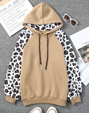 PREORDER Khaki Leopard Lovin’ Bishop Sleeve Hooded Sweatshirt