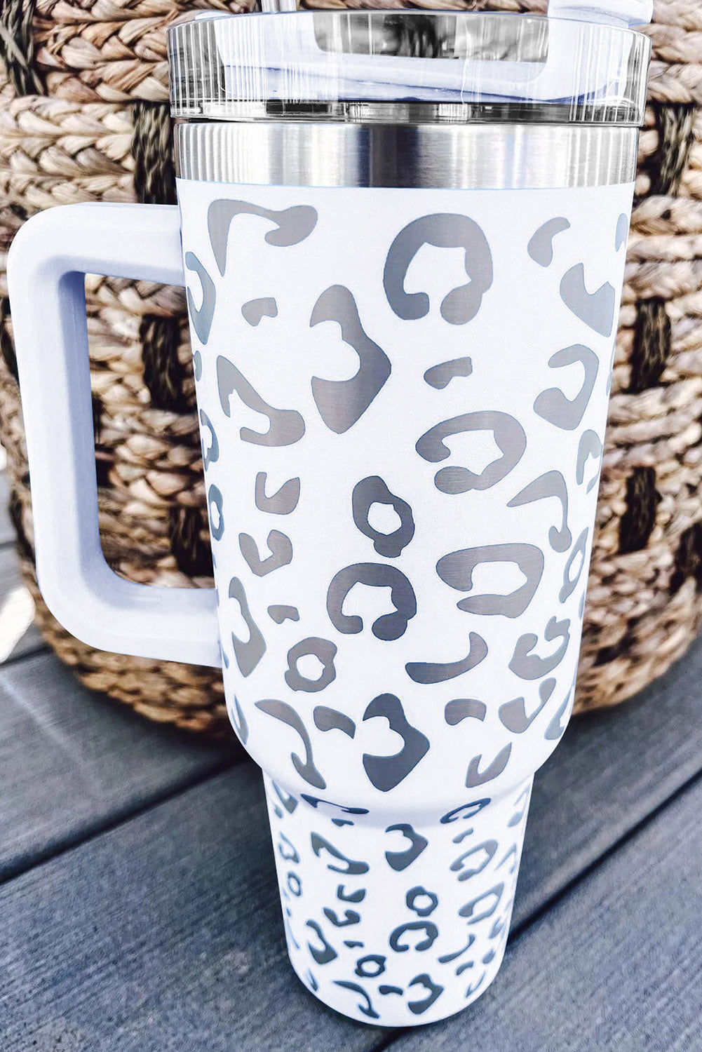 Travel Mug Tumbler Leopard White New 40oz