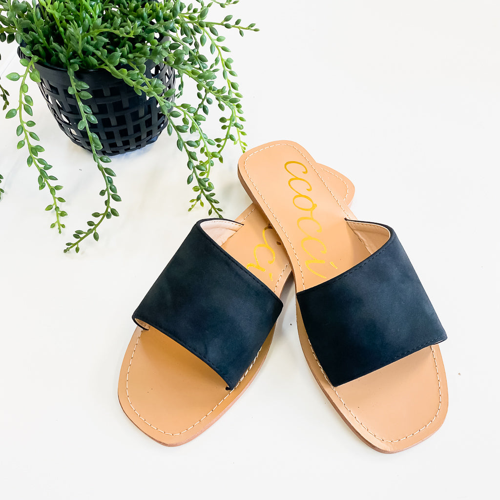 Mavis Black Ccocci Slip On Flat Sandals